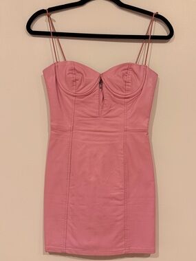 superdown Pink Faux Leather Cupped Mini Dress